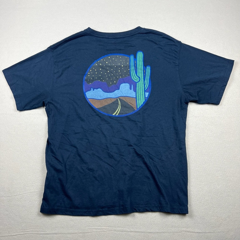 Rowdy Gentleman Mens XXL Navy Blue Desert Cactus Pocket Tee Back Graphic T-Shirt